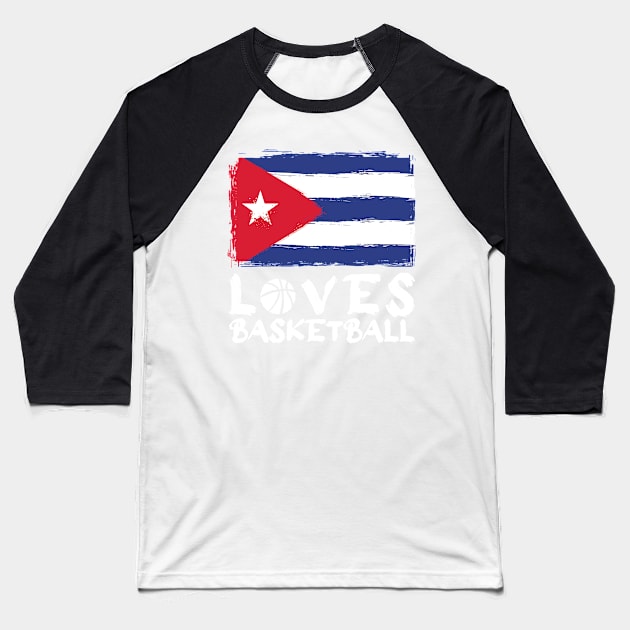 Cuba Loves Basketball Baseball T-Shirt by Arestration